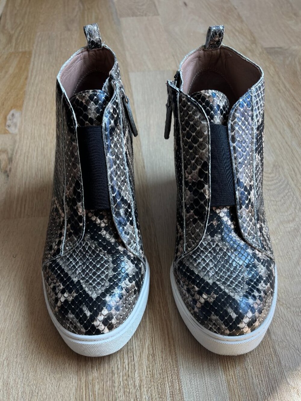 Linea Paolo Hidden Wedge Heel Snake Print Sneakers